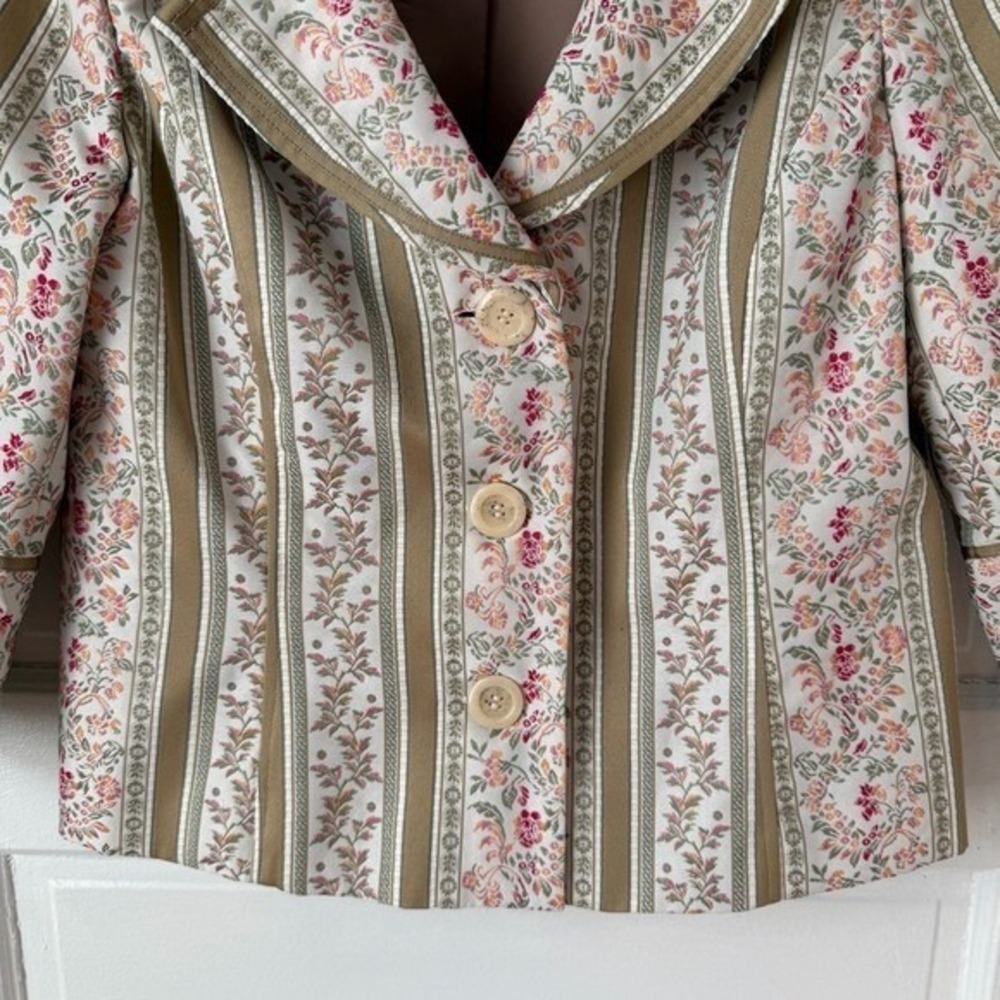 Marsh Landing Floral Embroidered Blazer Jacket Baroque Pink Neutrals Feminine M - Picture 6 of 13